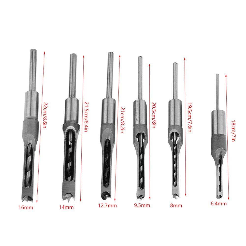 Quadratischer Loch-Bohrer, 6Pcs Lochsäge Schlangenbohrer Holzbearbeitung Werkzeug Holz-Bohrer für qu