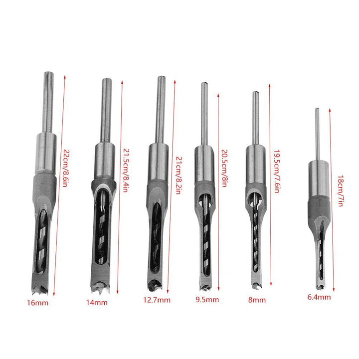 Quadratischer Loch-Bohrer, 6Pcs Lochsäge Schlangenbohrer Holzbearbeitung Werkzeug Holz-Bohrer für qu