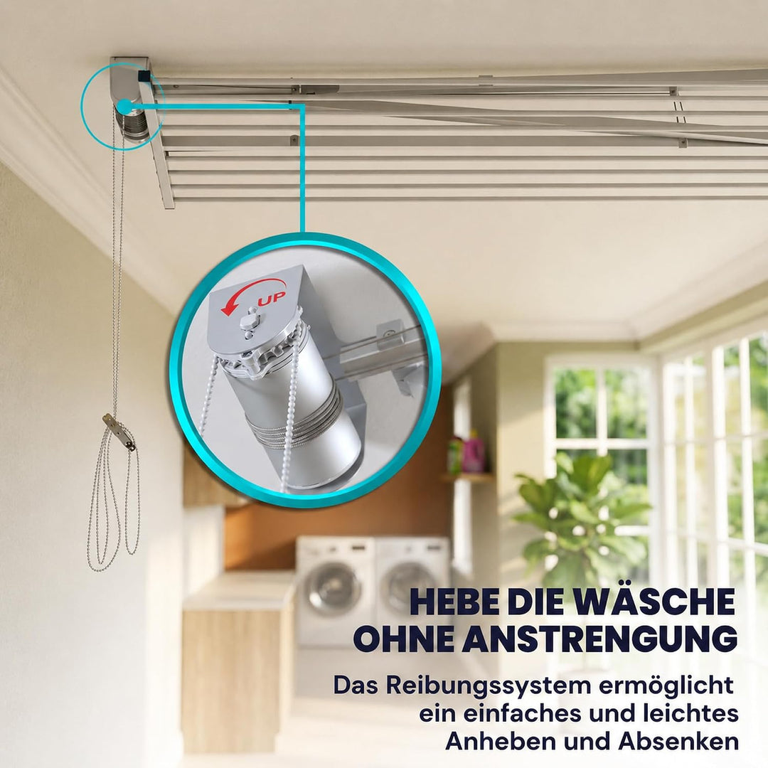 Foxydry Mini, Decke-Wäscheständer, vertikaler Wäscheständer, zusammenklappbar in Aluminium und Stahl