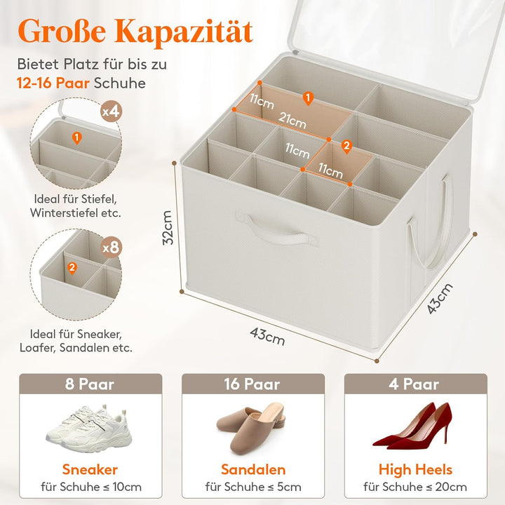 Lifewit Schuhorganizer 1er Set für 8 Paar, Grosser Schuhschran für Closet mit Unterteilungen und Dec