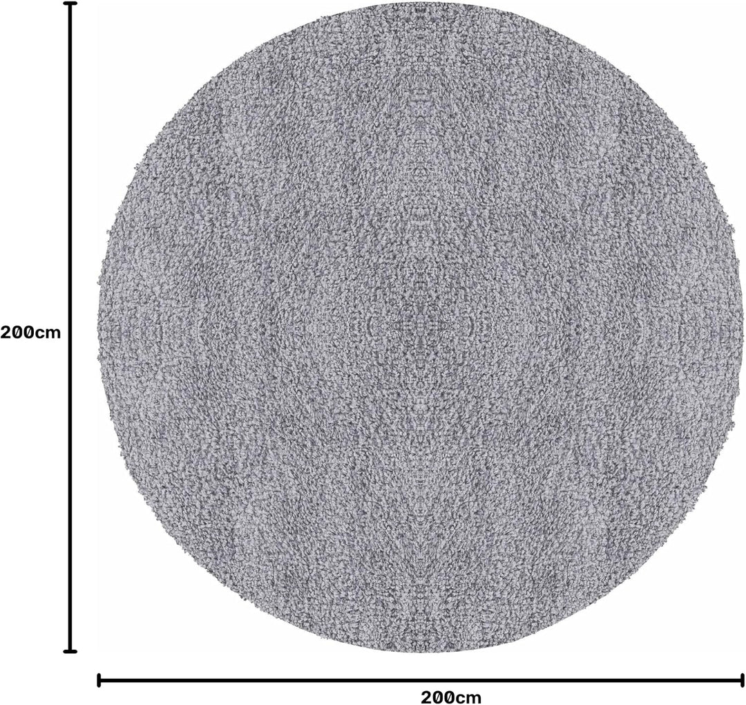 Carpetsale24 Teppich Wohnzimmer 200 cm Rund Hellgrau Shaggy Hochflor Einfarbig Modern Design - Runde