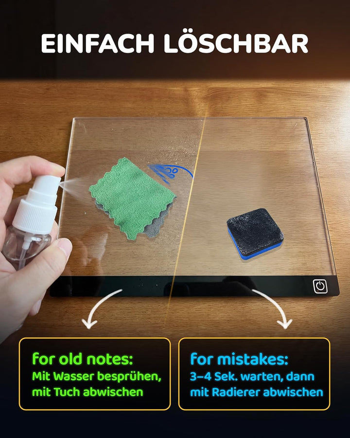 KOKODI LED Zeichentafel für Kinder, leuchtendes Malbrett 37x27 cm mit 7 Stiften, USB-C, kreatives Le