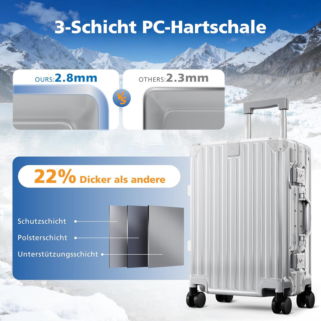 ALPHA CAMP Kofferset 2 Teilig Grösse M L Reisekoffer Leicht Hartschalenkoffer Polycarbonat Luggage S
