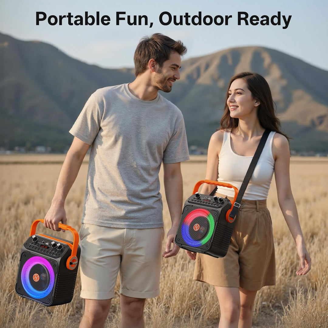 Karaoke Maschine Karaoke Anlage mit 2 Mikrofonen für Erwachsene & Kinder Bluetooth Lautsprecher mit