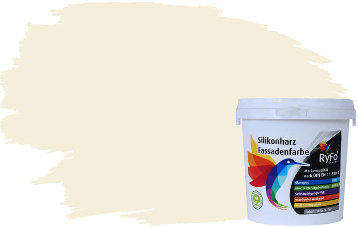 RyFo Colors Silikonharz Fassadenfarbe Lotuseffekt Trend Weisstöne Alabasterweiss 1l - bunte Fassaden