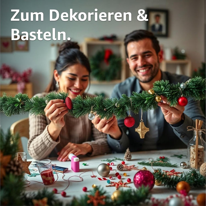 3X Weihnachtsgirlande 10 Meter - künstliche Dekogirlande Ø 10 cm - Tannen Girlande Weihnachten (3X g