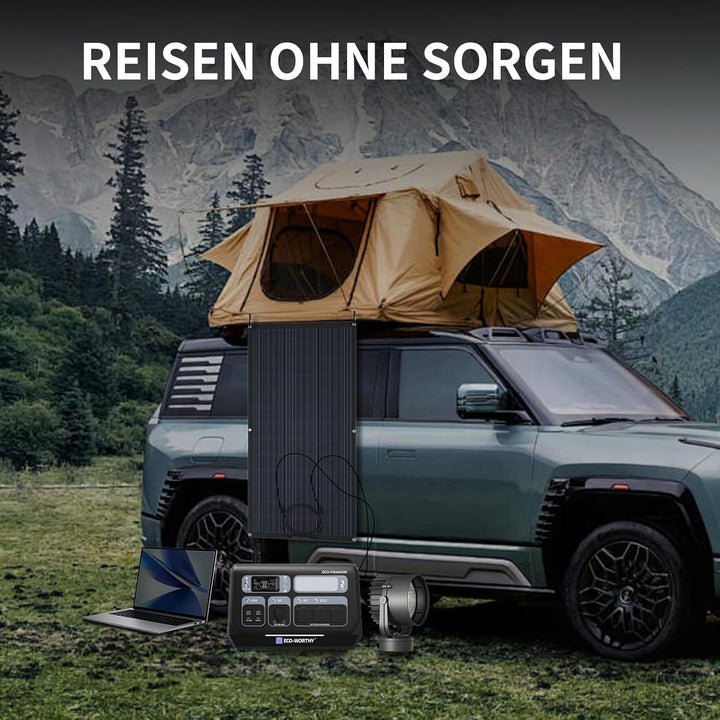 ECO-WORTHY 200W Solarpanel Flexibel ETFE 18BB 25% hohe Umwandlung für Balkon, Wohnmobil, Boot, Dach,