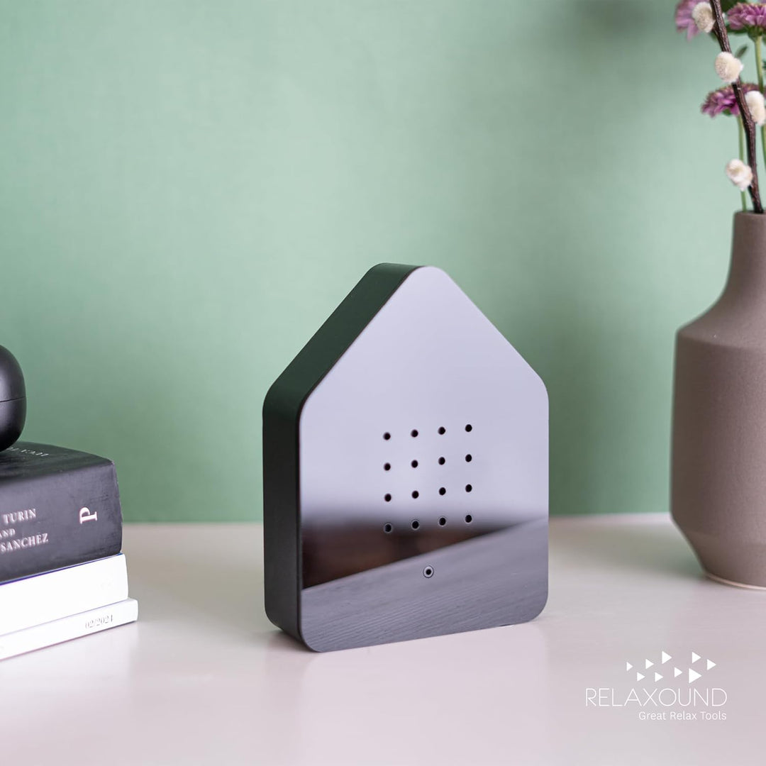 RELAXOUND ORIGINAL Zwitscherbox Black Dark – Moderne Vogelgezwitscher Box – Entspannender Vogelgesan