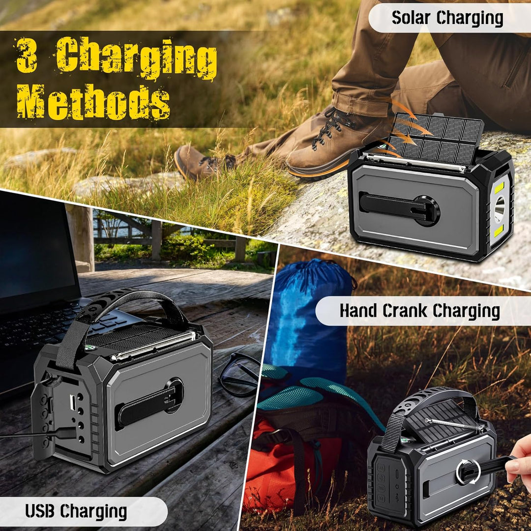 16000mAh Solar Radio,AM/FM Kurbelradio Tragbar USB Notfallradio mit 59200mWh Wiederaufladbare Batter