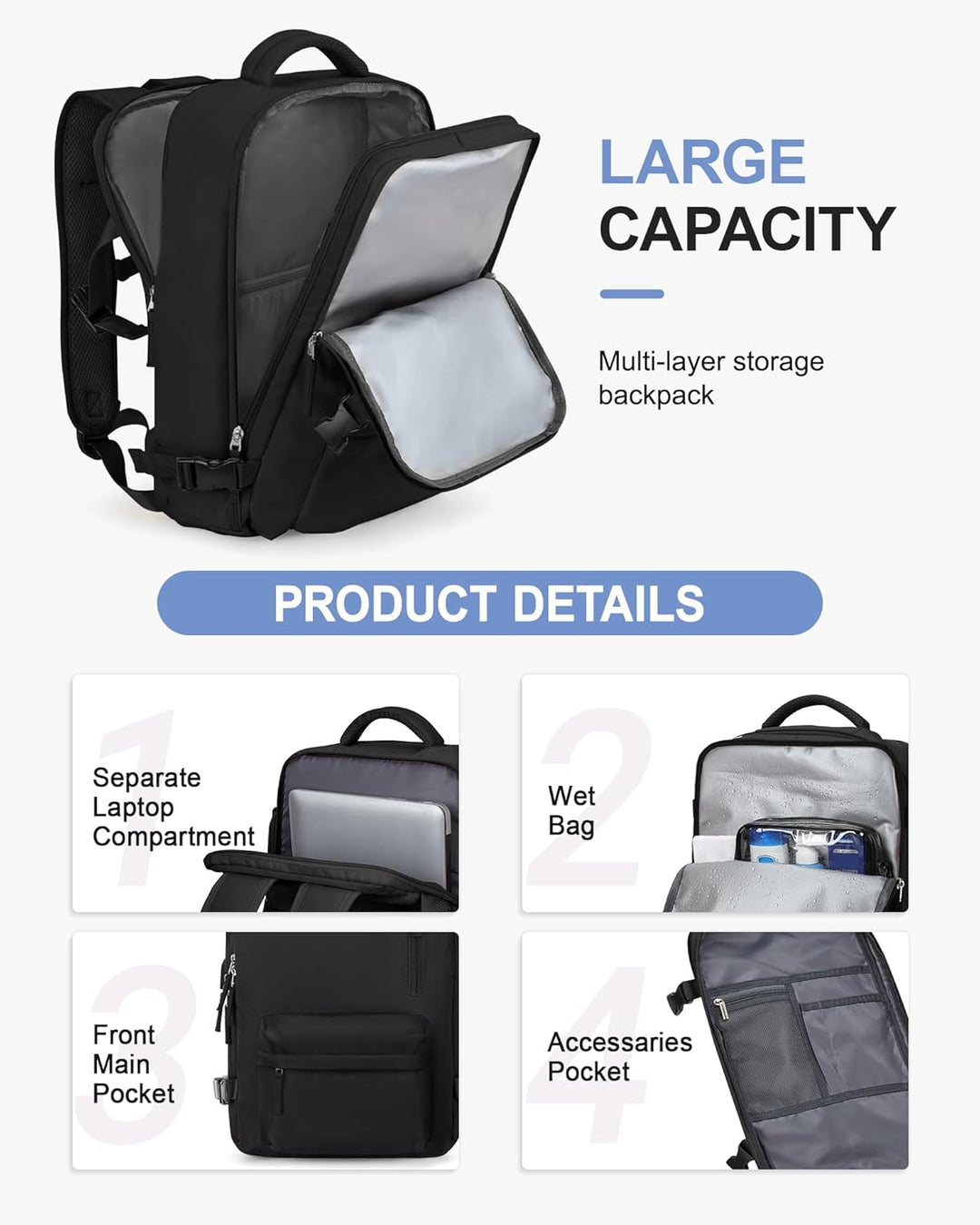 Vakuum Rucksack Handgepäck Rucksack 40x30x20 für Ryanair Reiserucksack Wasserdichter Unter Dem Sitz