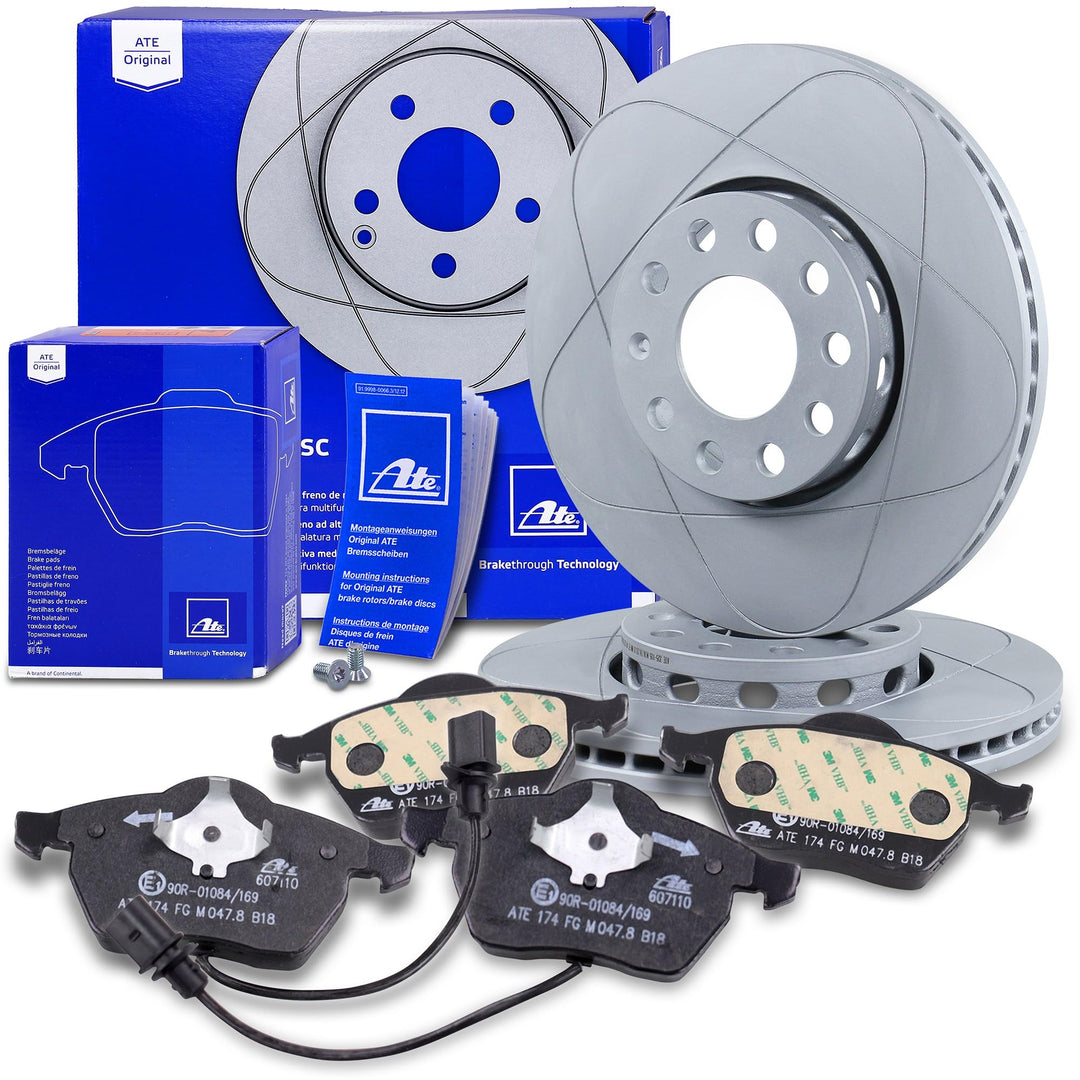 ATE Bremsenset Vorderachse inkl. Power Disc Bremsscheiben Vorne Ø 288 mm Belüftet und Bremsbeläge Vo