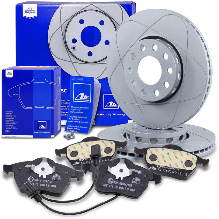 ATE Bremsenset Vorderachse inkl. Power Disc Bremsscheiben Vorne Ø 288 mm Belüftet und Bremsbeläge Vo