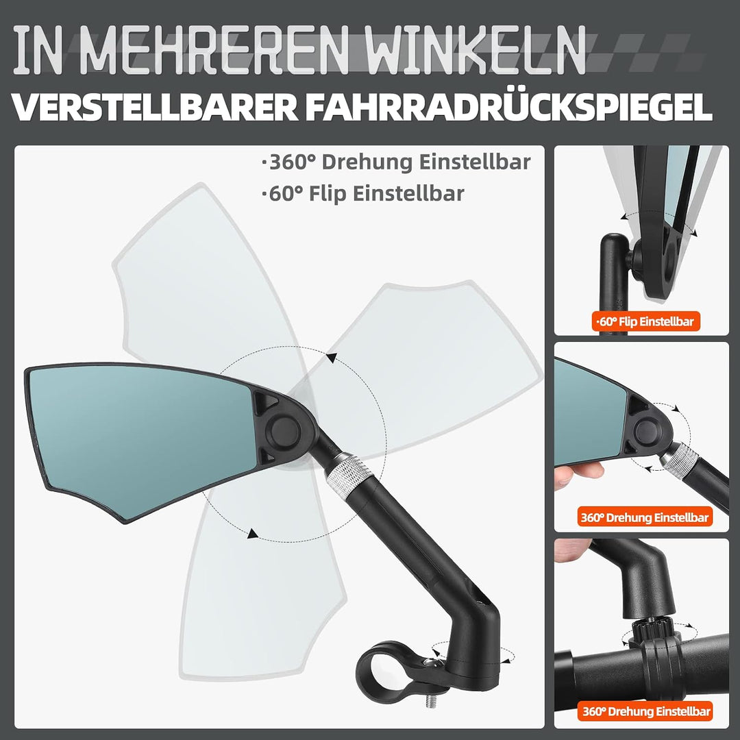 Fahrradspiegel für E-Bike - FahrradRückspiegel Klappbar für Lenker 20-23mm, Fahrrad Spiegel Einziehb