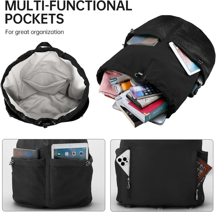 Gross Turnbeutel Kordelzug, Wasserdicht Nylon Sportbeutel Gym Bag, Sportrucksack Mit Innentasche/Aus
