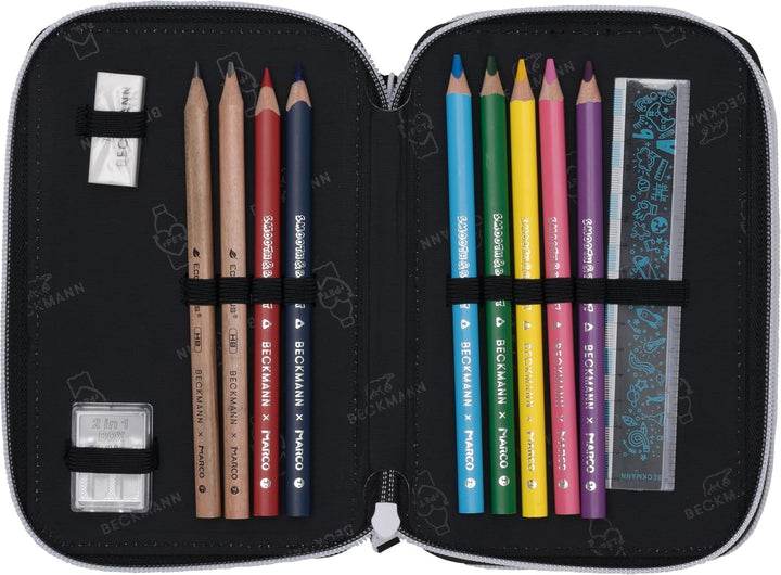 Beckmann, 3-fächrige Federmappe Magic League, mit Inhalt, Mäppchen Federtasche, Grundschule, 1. Klas