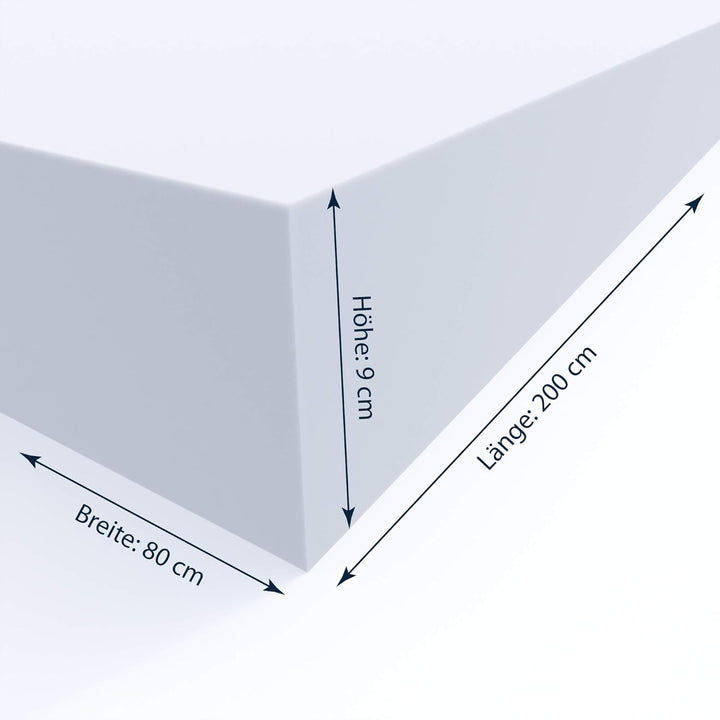MSS e.K. Schaumstoffplatte Polster Auflage Topper - 200 x 80 x 9 cm - RG27/45 9 cm 80 x 200 cm, 9 cm