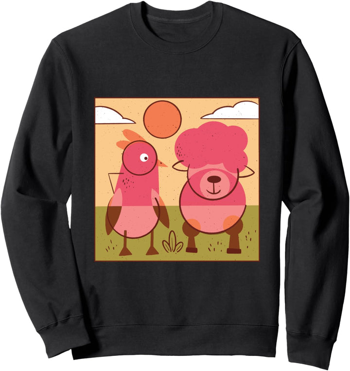 Bauernhoftier-Design für Kinder mit einem Huhn und einem Lamm. Sweatshirt
