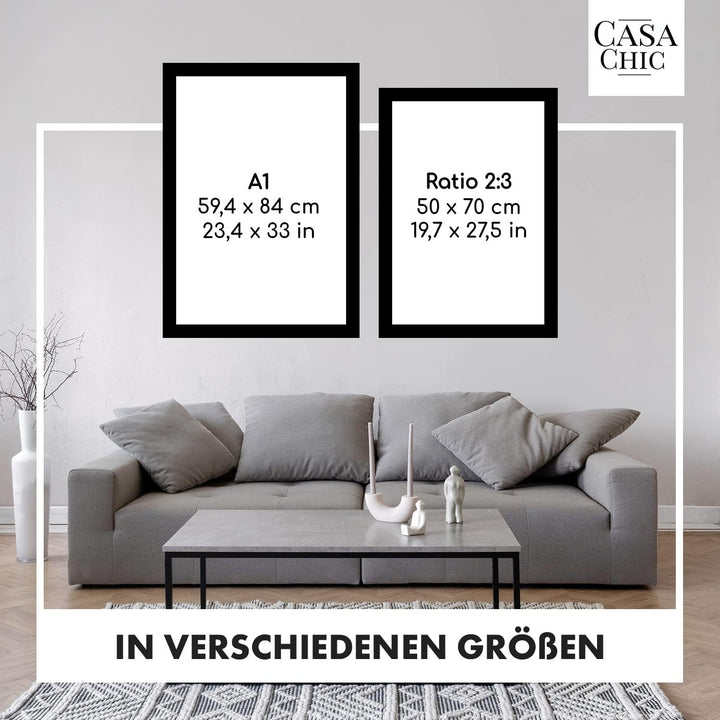 Classic by Casa Chic - Echtholz Bilderrahmen 50x70 cm - Weiss - mit Passepartout 40x50 cm - Acrylgla