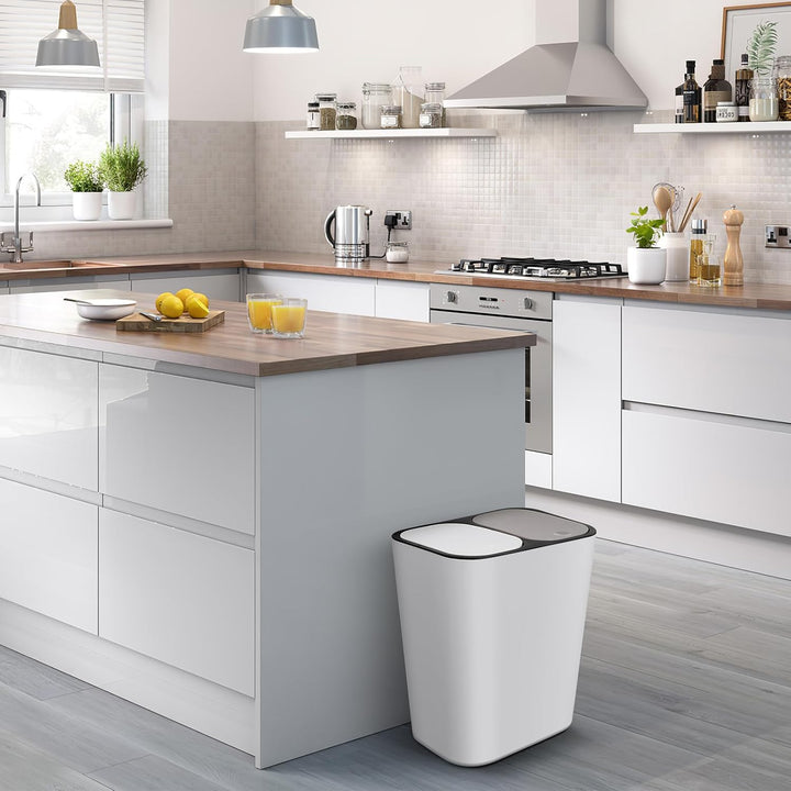 Alipis Rechteckiger Recycling-Mülleimer Mit 2 Fächern 15 L Küchenmülleimer Mit Deckel 2 Fächer Mülle