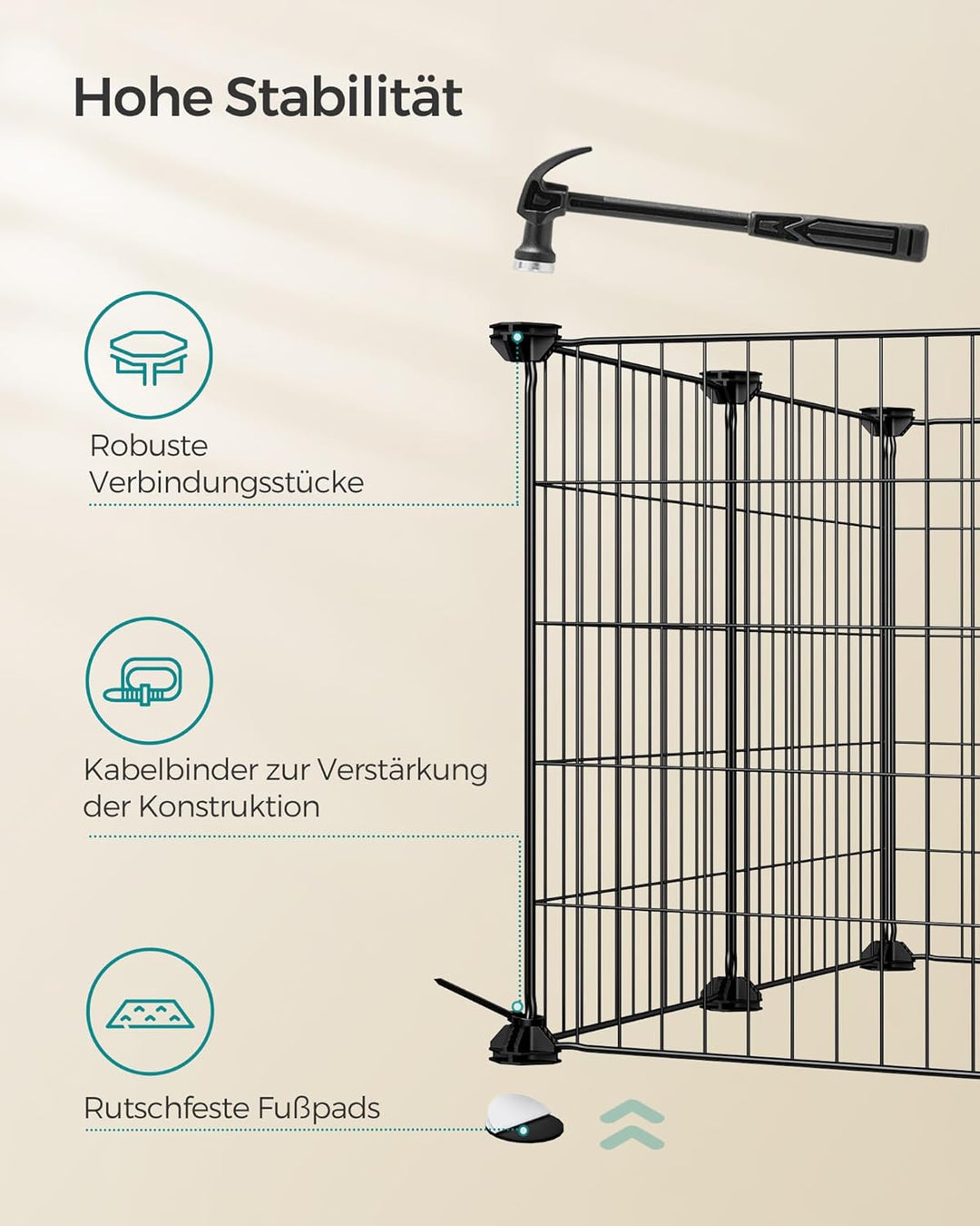 SONGMICS Freilauf, DIY-Kleintiergehege, Kleintierkäfig, Welpenauslauf, Kaninchen, Meerschweinchen, M