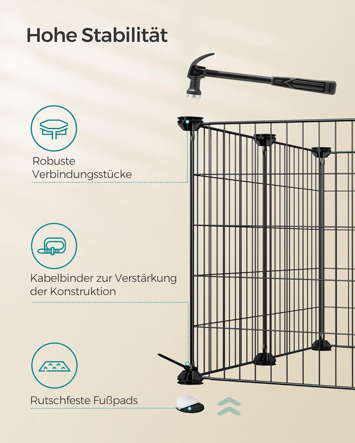 SONGMICS Freilauf, DIY-Kleintiergehege, Kleintierkäfig, Welpenauslauf, Kaninchen, Meerschweinchen, M