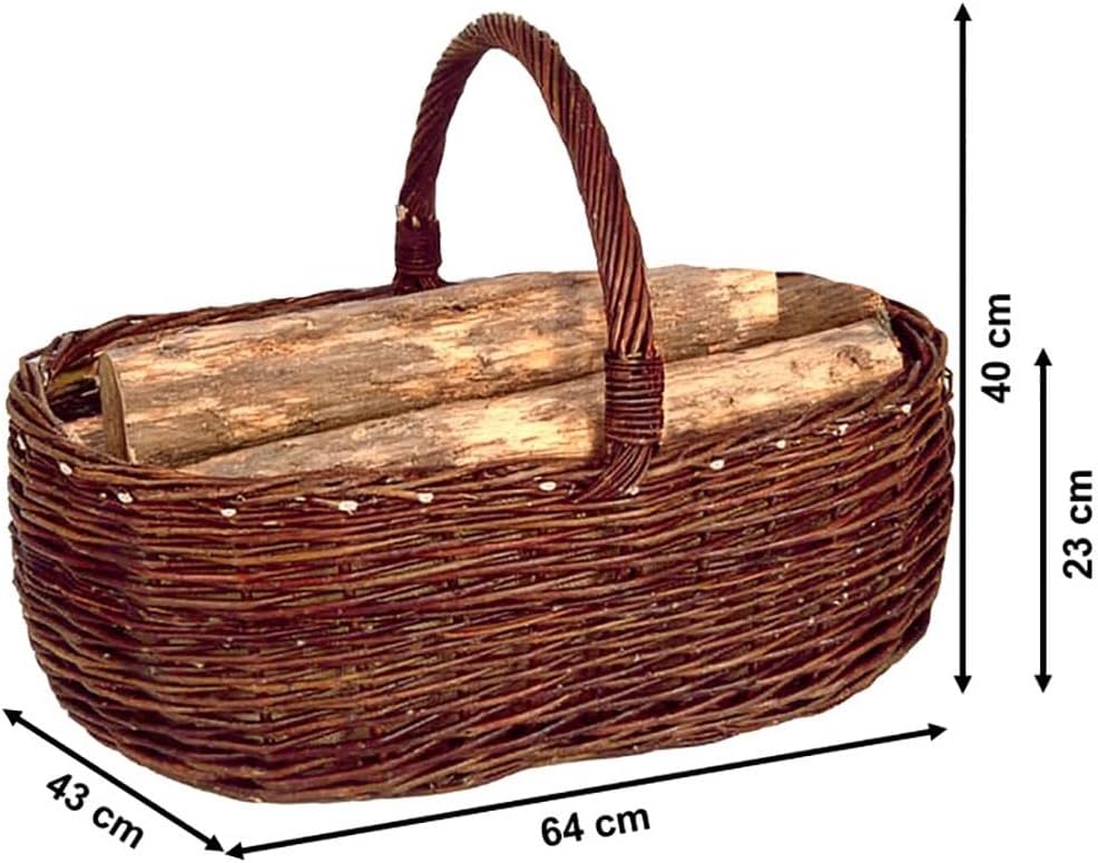 Kobolo Kaminholzkorb Holzkorb für Kaminholz - aus Weide mit Jutefutter ausgeschlagen
