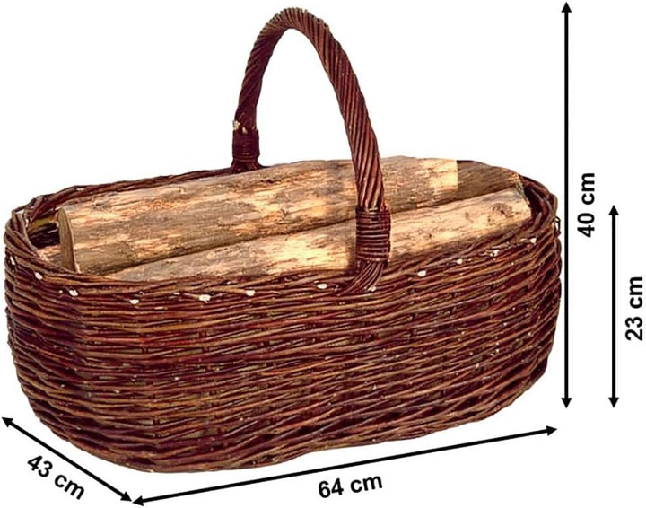 Kobolo Kaminholzkorb Holzkorb für Kaminholz - aus Weide mit Jutefutter ausgeschlagen