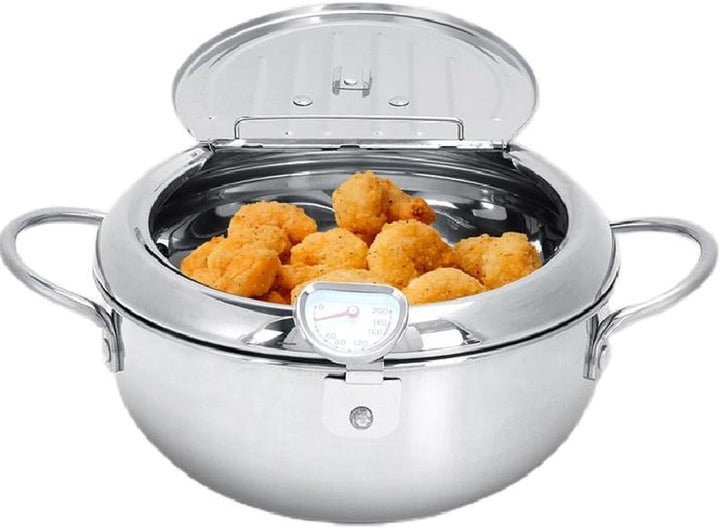 Japanischer Frittiertopf aus Edelstahl,Tempura-Brattopf, Antihaft-Küchenfritteuse, auslaufsichere Br