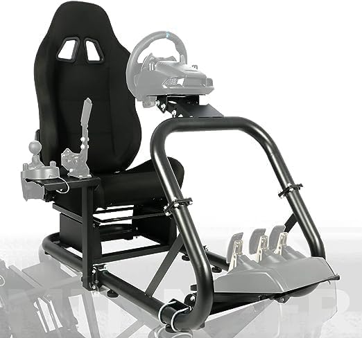 Minneer Rennsimulator Cockpit mit schwarzem Sitz Kompatibel mit Logitech G29 G920 G923, Thrustmaster