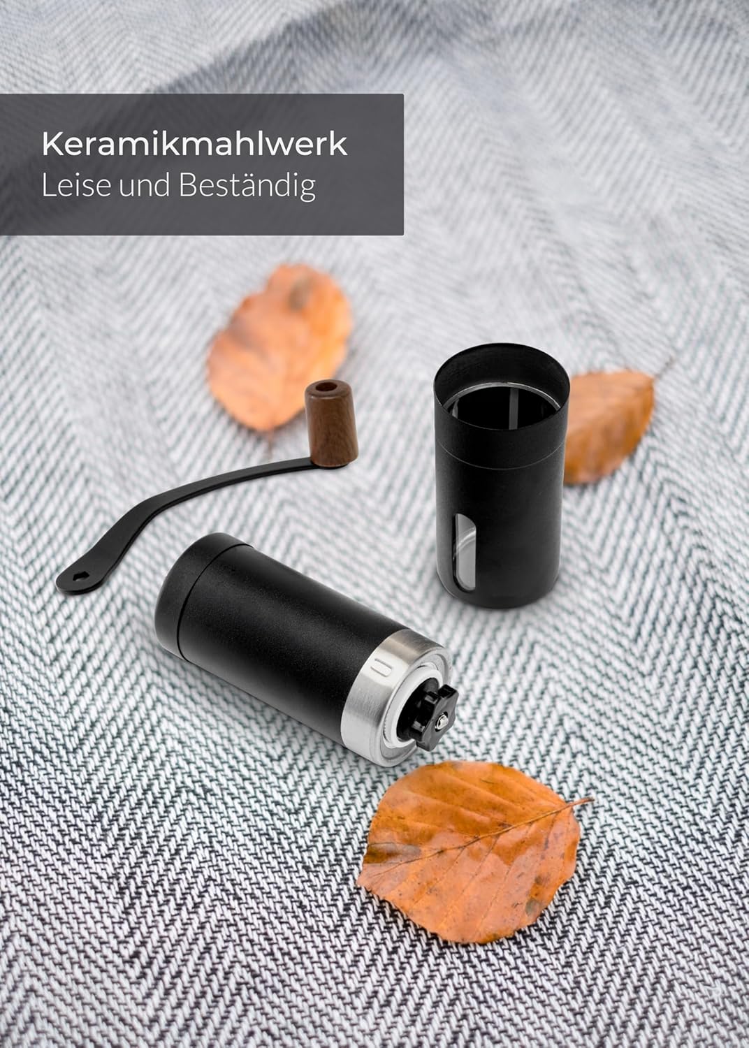 Lambda Coffee Kaffeemühle Manuell Edelstahl und Aluminium I Espressomühle Mit Keramik-Mahlwerk (Rot)