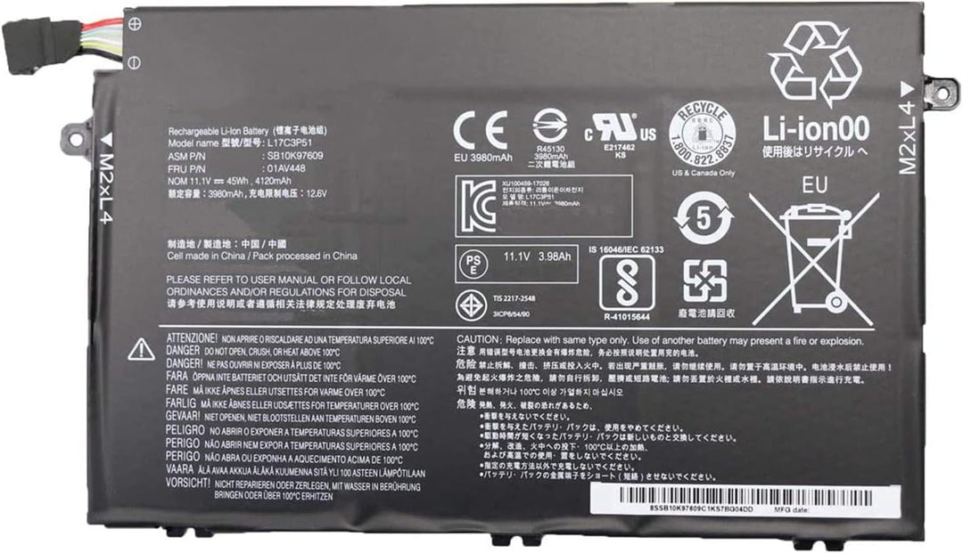 WYGUO 01AV448 SB10K97609 L17C3P51 L17M3P52 SB10K97608 01AV447 L17L3P51 01AV445 01AV446 Laptop-Akku-E