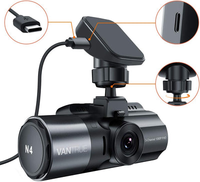 VANTRUE GPS Aufkleber-Halterung für N4/X4S/ T3/ N2S Dashcam mit Typ C USB Anschluss, auf Windschutzs