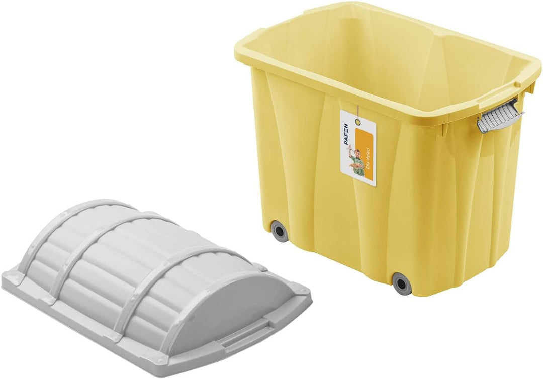 PAFEN Piraten Spielzeugkiste 62l mit Rollen - Schatzkiste 58 x 51 x 37,5cm - Spielzeugbehälter mit D