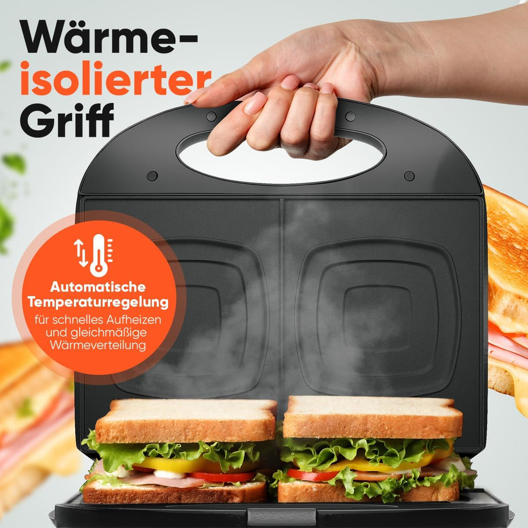 Clatronic® Sandwichmaker | für viereckige Sandwichplatten | Sandwichtoaster mit Antihaftbeschichtung
