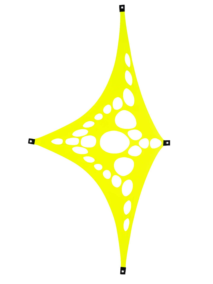 PSYWORK Schwarzlicht Segel Spandex | PSY Suzy Triangle | Gelb | 1,5 x 2m | UV-aktiv | Leuchtend | Wa