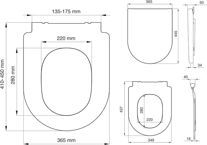 Tiger Stax WC-Sitz, Toilettensitz mit Absenkautomatik und Easy-Clean-Funktion, D-Form, einfache Mont