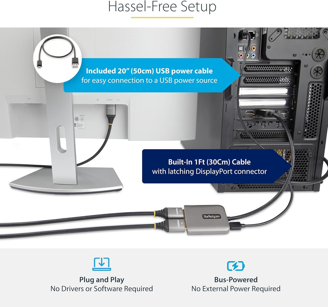 StarTech.com Displayport MST Hub auf Dual HDMI 4K 60Hz - DP 1.4 Multi Monitor Adapter/Multi Stream T