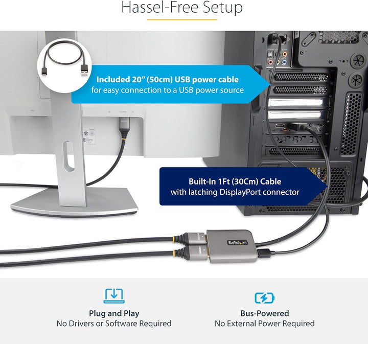StarTech.com Displayport MST Hub auf Dual HDMI 4K 60Hz - DP 1.4 Multi Monitor Adapter/Multi Stream T