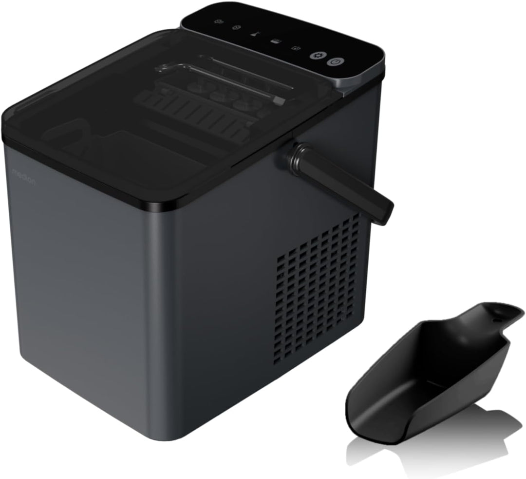 MEDION Eiswürfelmaschine, selbstreinigend, 12 kg Eis/Tag Eiswürfelbereiter, 2 Eiswürfelgrössen S & L