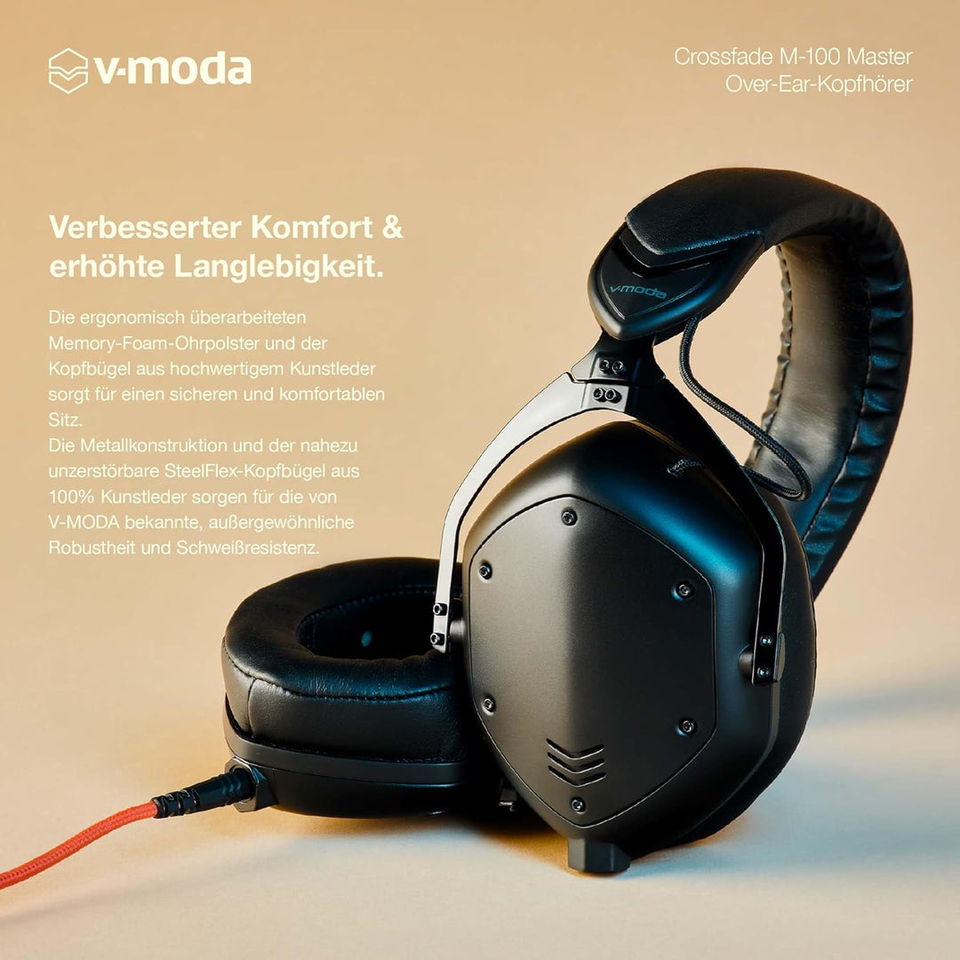 V-MODA Crossfade M-100 Master Over-Ear Noise-Isolating Headphone Schwarz Single, Single