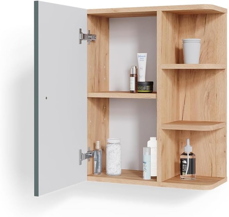 Vicco Badschrank Fynn, Grün/Goldkraft Eiche, 47.2 x 59.2 cm, Grün