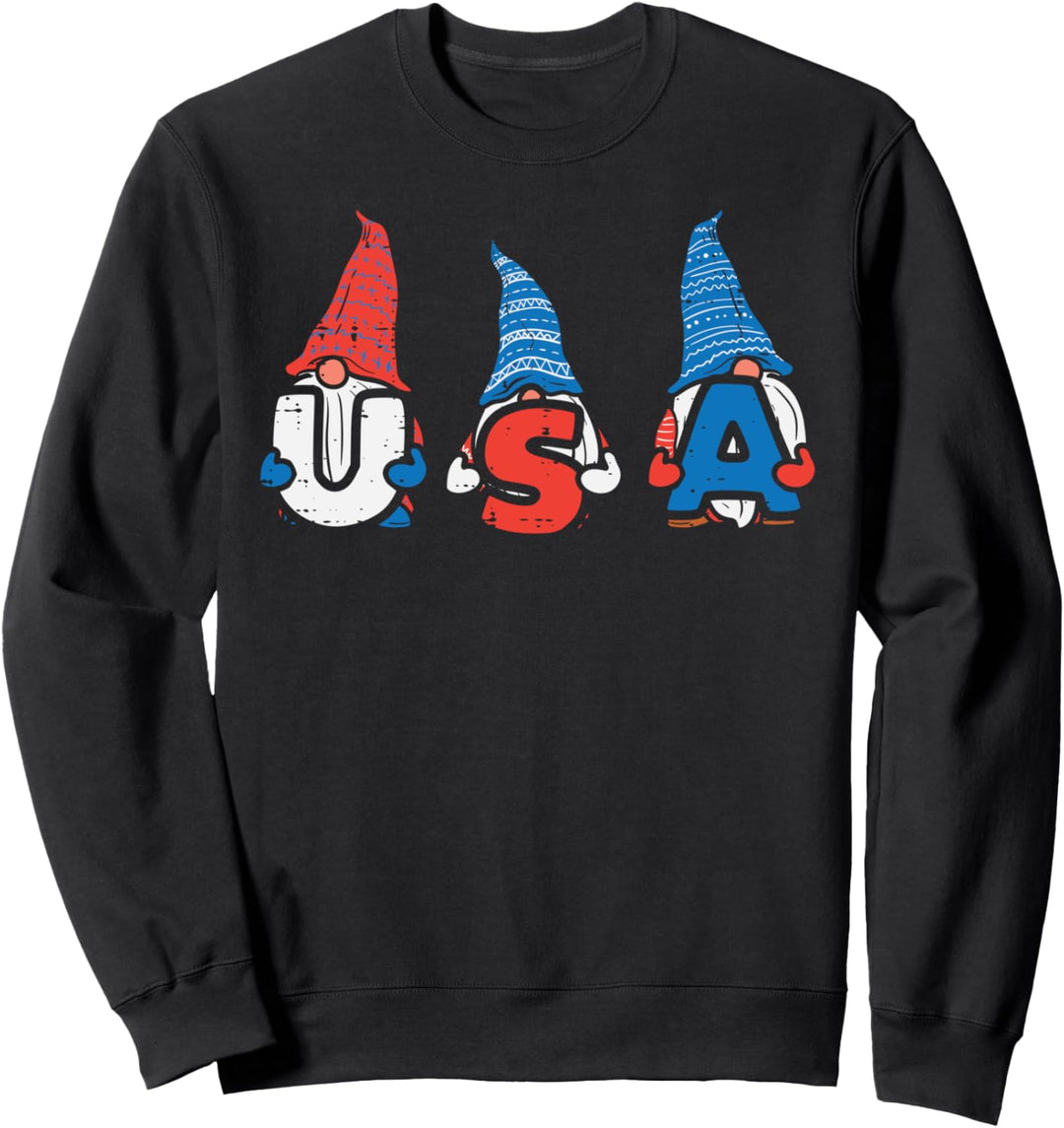 Gnomes USA American Flag Cute 4th Of July Fourth Women Sweatshirt