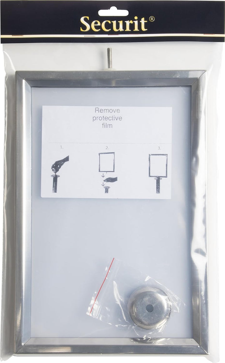 Securit Classic Absperrpfosten Rahmenaufsatz - CHROME - von oben aufzuschrauben - A4, chrome