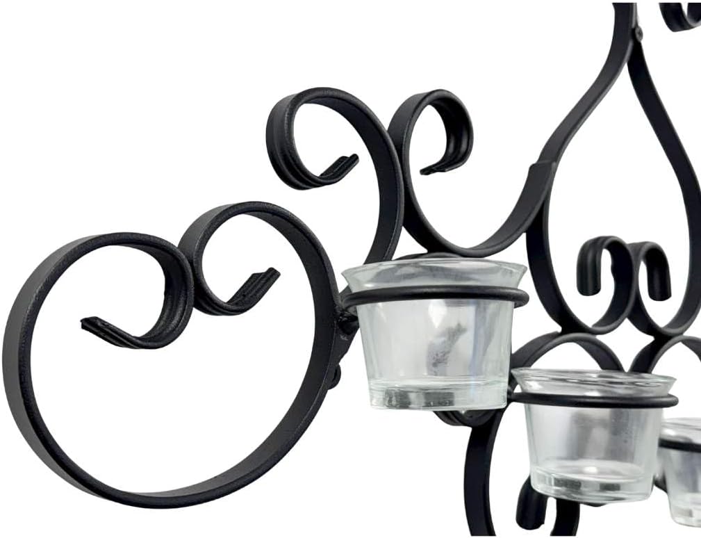DanDiBo Wandteelichthalter Metall Schwarz Palace Wandkerzenhalter 63 cm Teelichthalter Wand Kerzenha