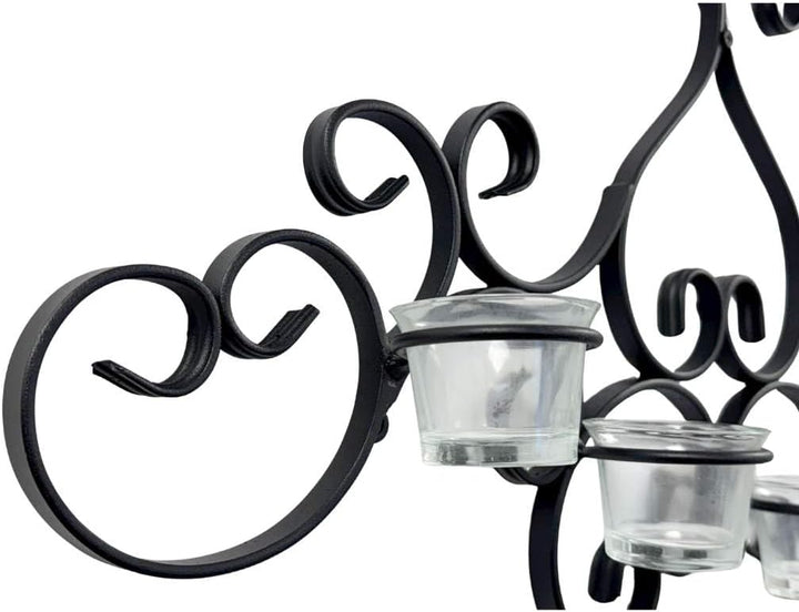 DanDiBo Wandteelichthalter Metall Schwarz Palace Wandkerzenhalter 63 cm Teelichthalter Wand Kerzenha