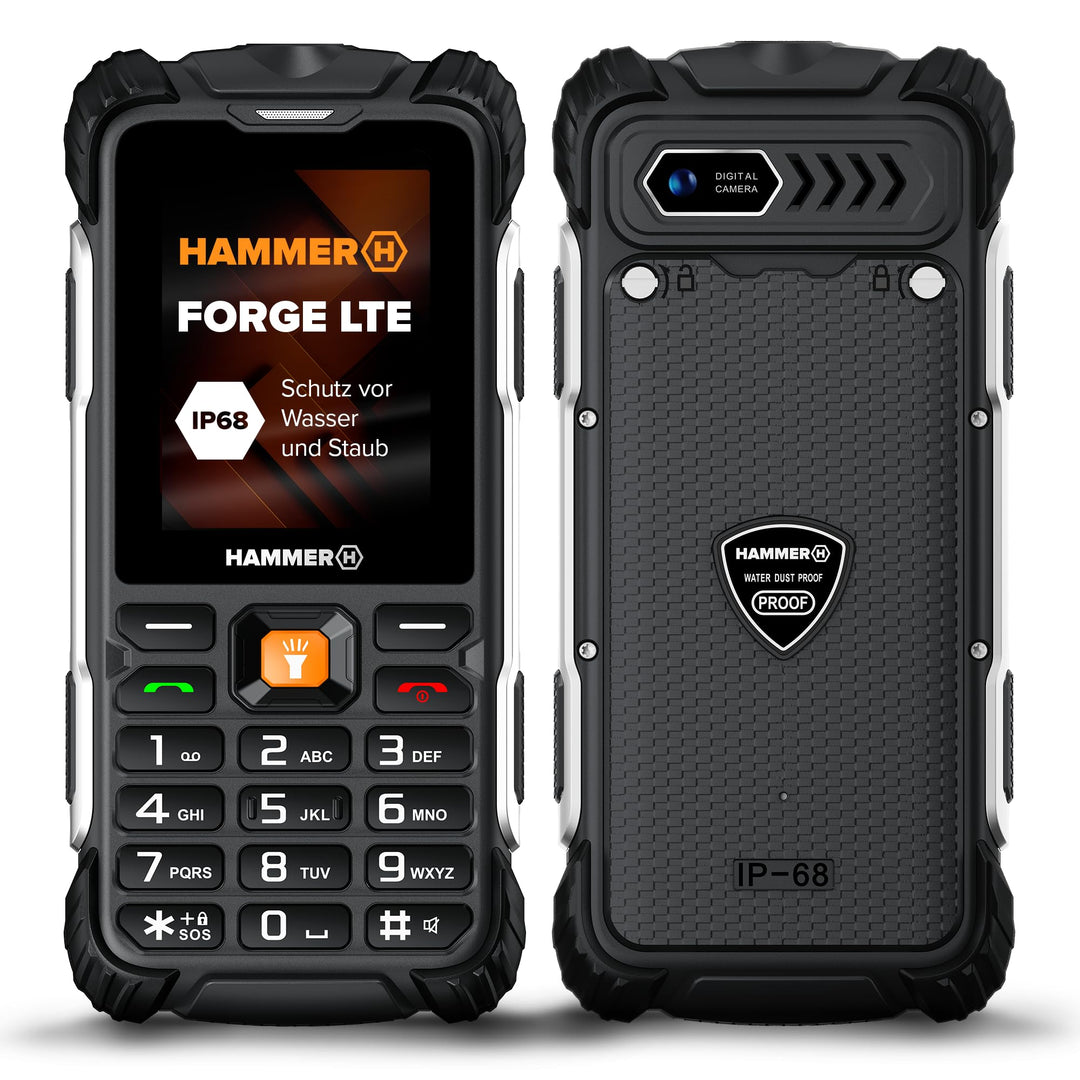 Hammer H Forge LTE Outdoor Handy ohne Vertrag, 3000mAh Akku, 32 GB, 2,4" IPS Display, grosse Tasten,