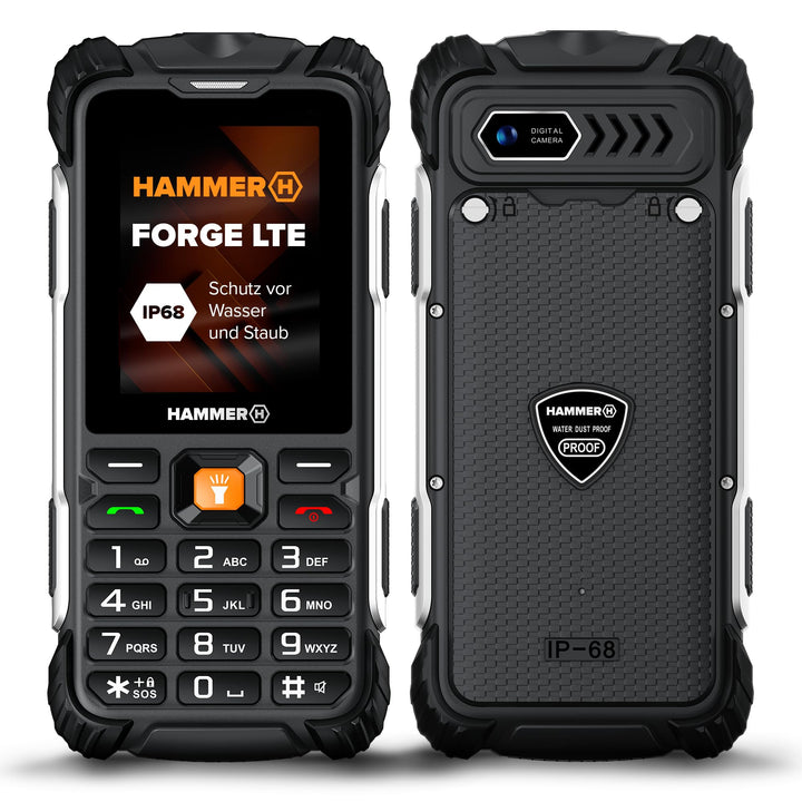 Hammer H Forge LTE Outdoor Handy ohne Vertrag, 3000mAh Akku, 32 GB, 2,4" IPS Display, grosse Tasten,