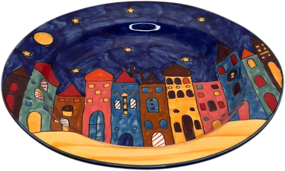 Gall&Zick Speiseteller Teller bunt bemalt Deko Geschirr Handbemalt Village Design (25cm Suppenteller