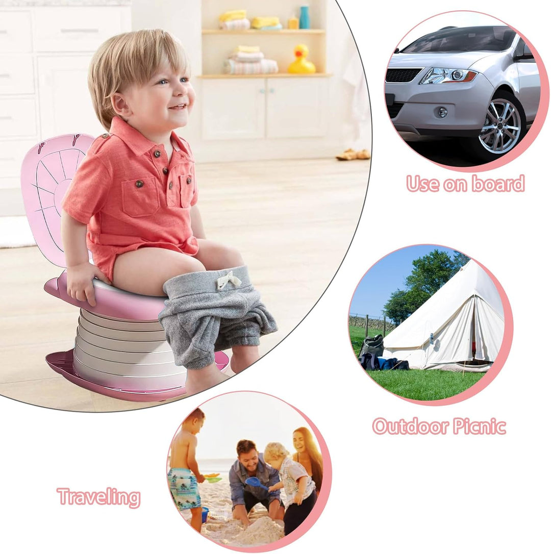 Toilettensitz Kinder, Reisetöpfchen Faltbar, Faltbares Töpfchen, Töpfchen für Unterwegs Ab 1 Jahr mi