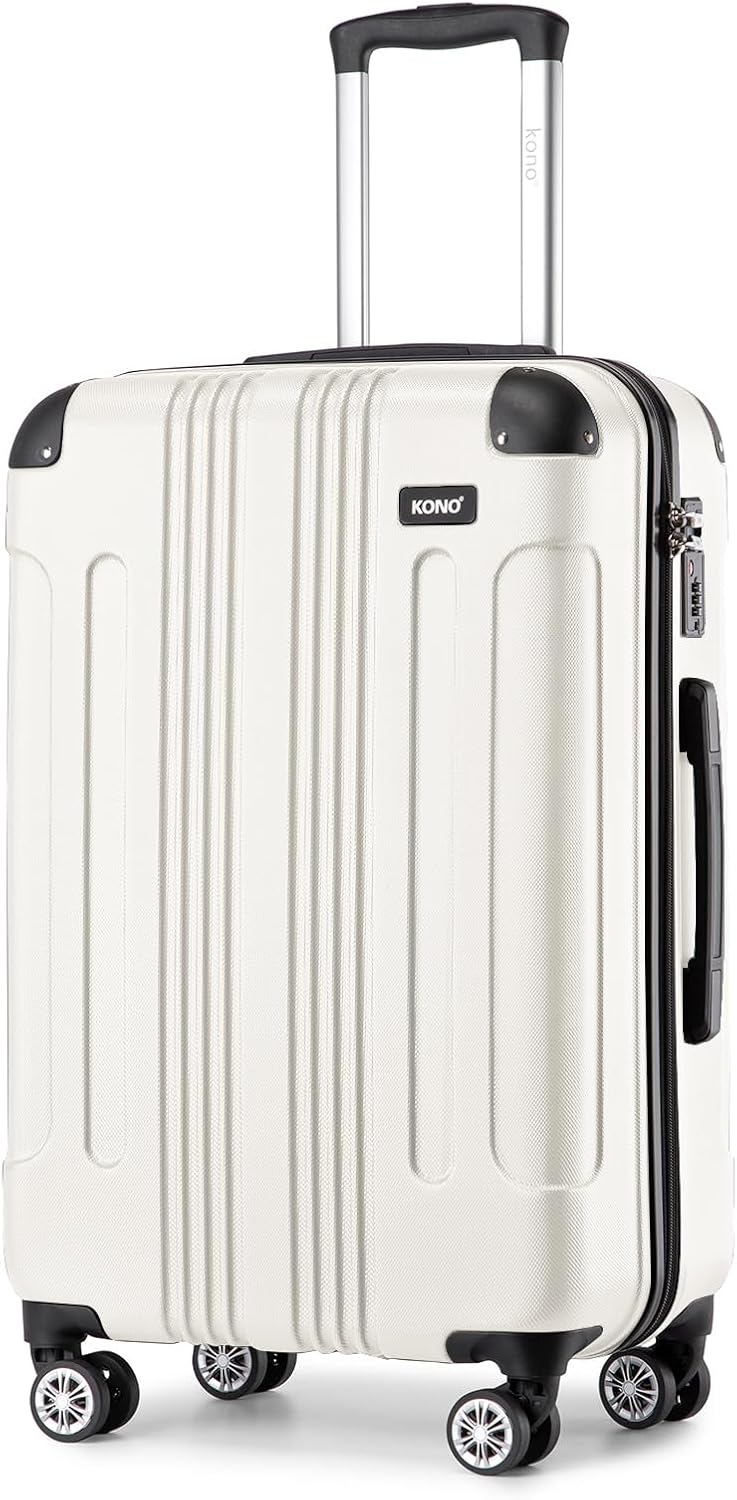 KONO 65cm Koffer Mittelgross Hartschale Trolley Rollkoffer Reisekoffer mit 4 Rollen 65x42x26cm (Koff
